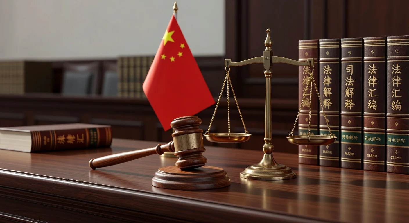 Gavel and scales in courtroom