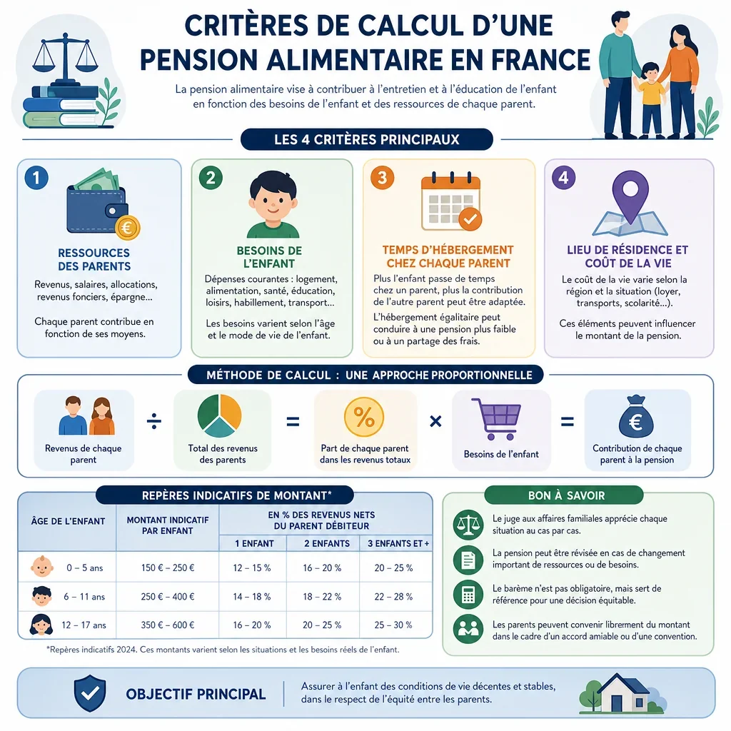 Critères de calcul d’une pension alimentaire