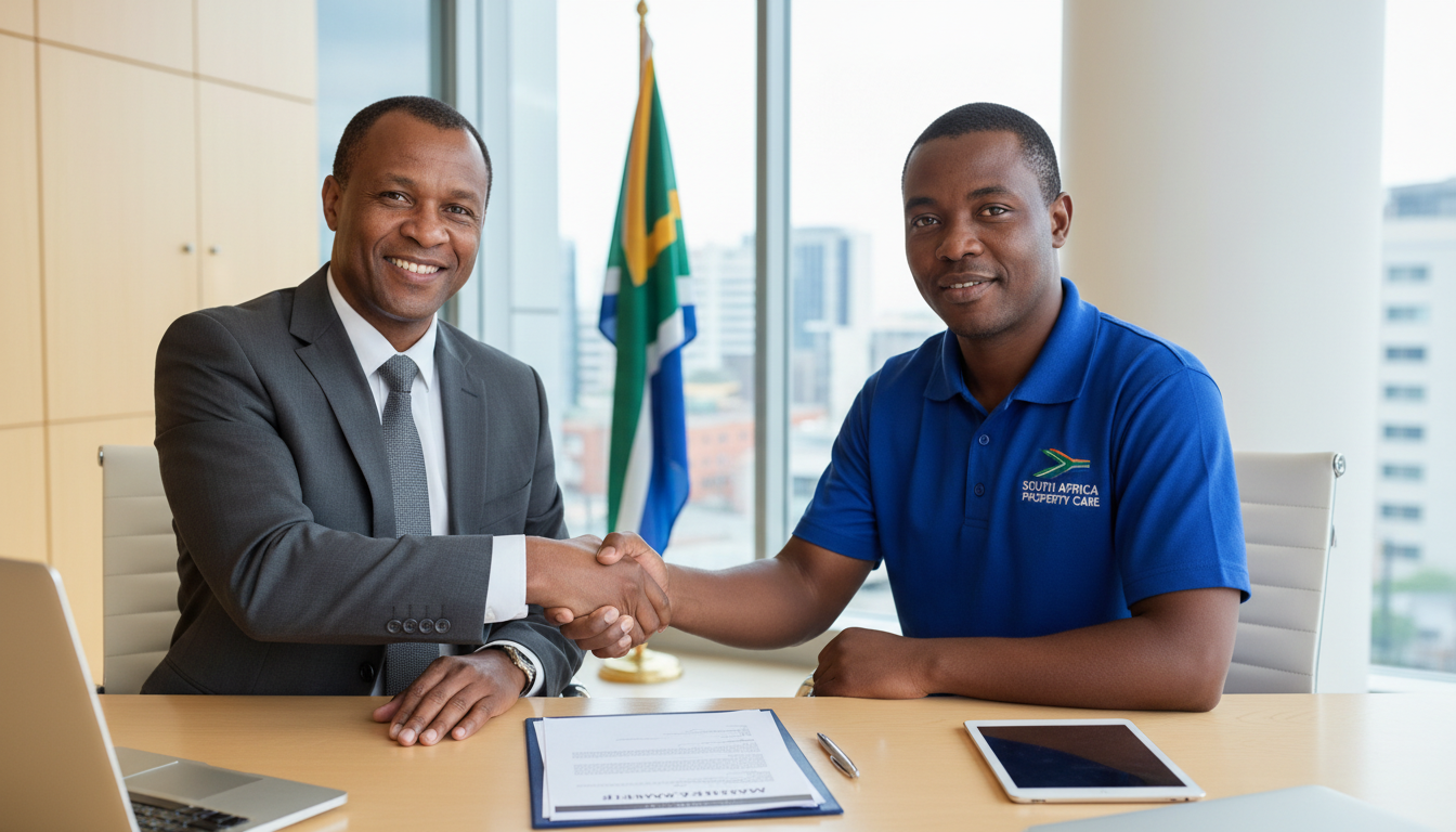 Property owner signing maintenance contract