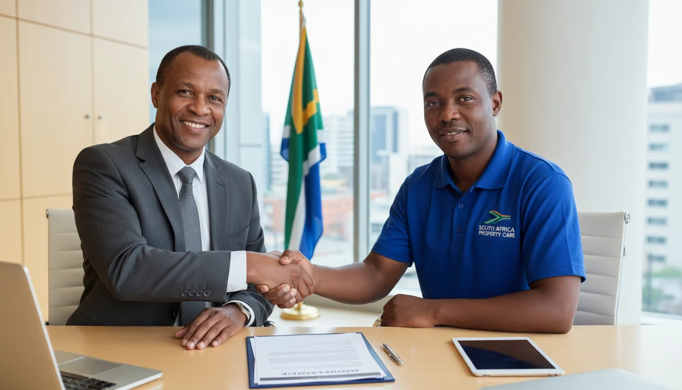 Property owner signing maintenance contract