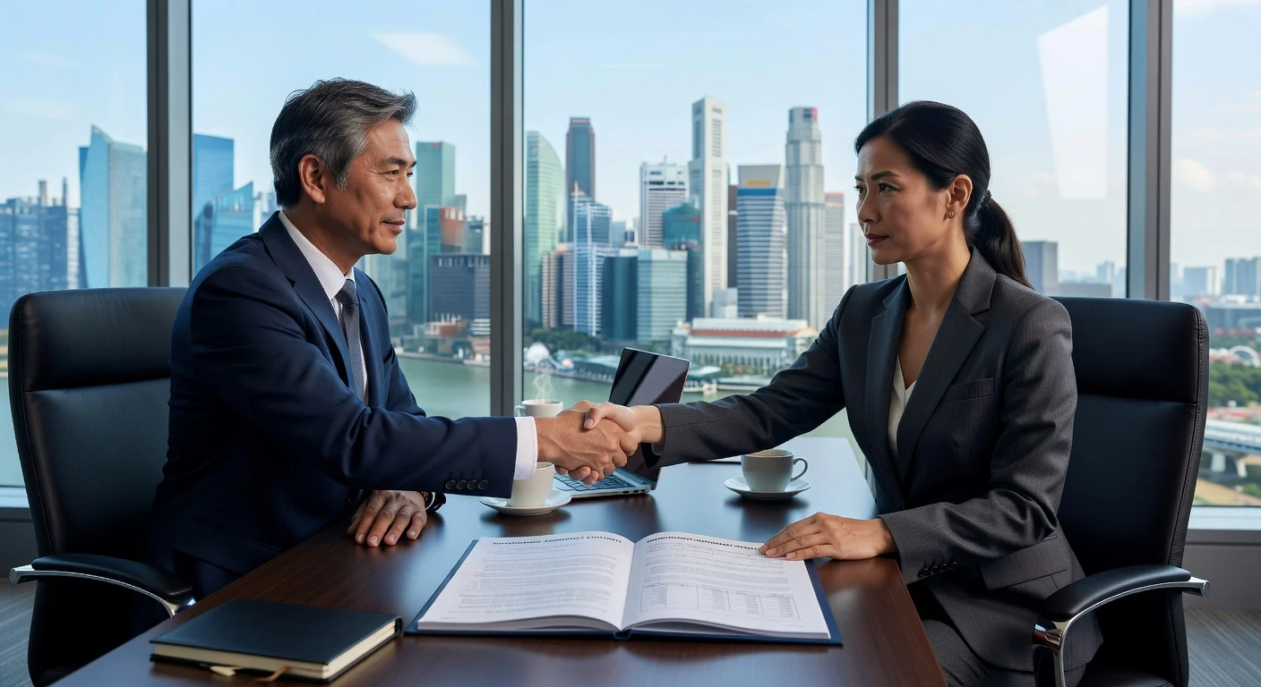 Business professionals signing contract