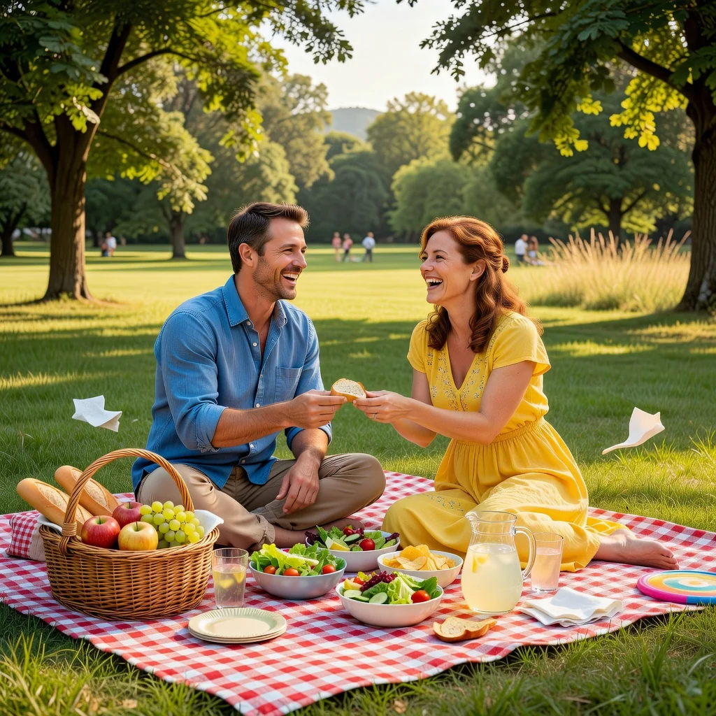 A photorealistic image depicting a peaceful family moment between parents and their children, symbolizing the positive outcomes of a well-structured child support agreement, with no focus on legal documents.