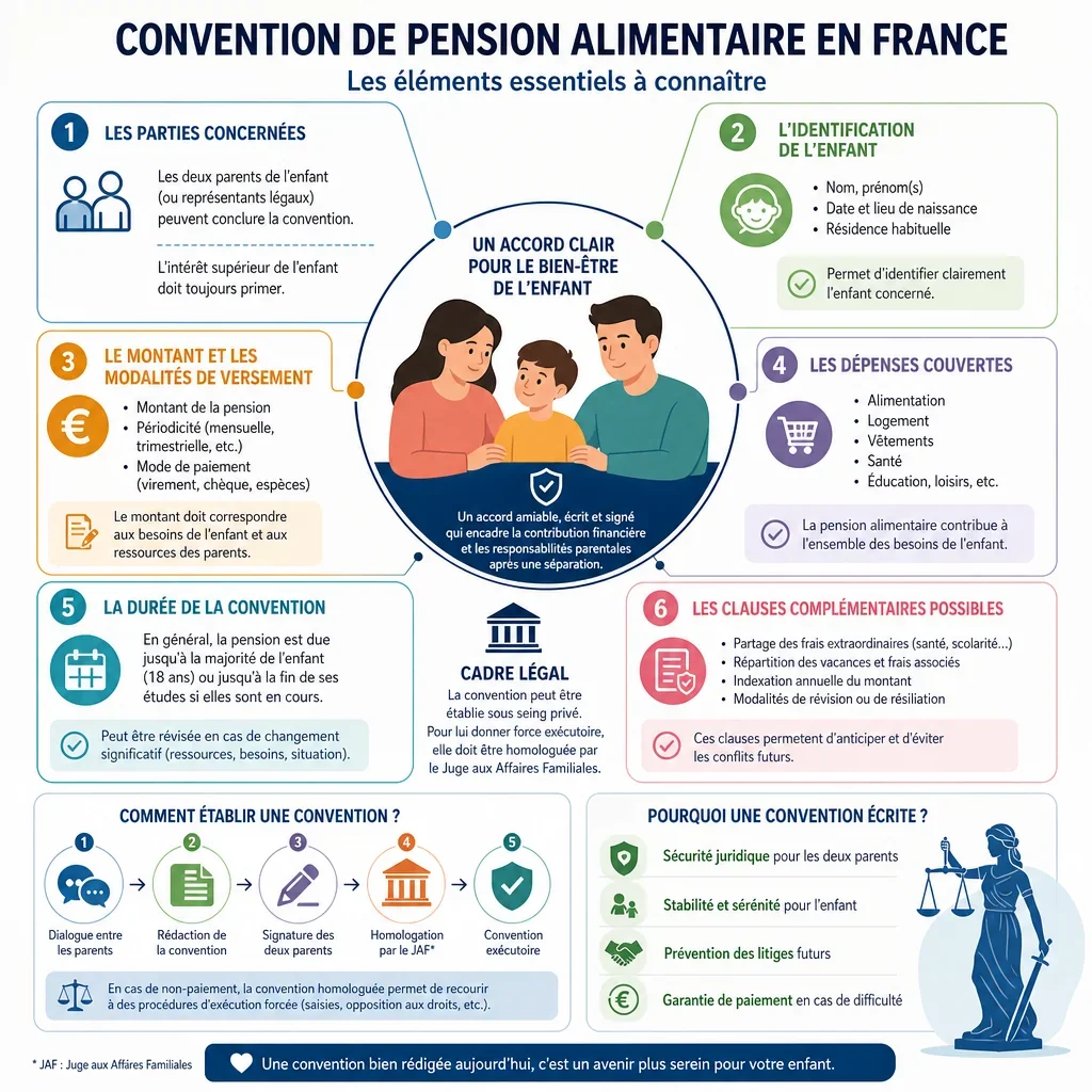 Éléments essentiels d’une convention de pension alimentaire