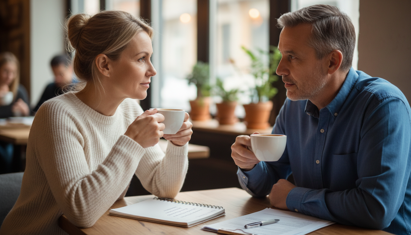 Couple discussing custody terms
