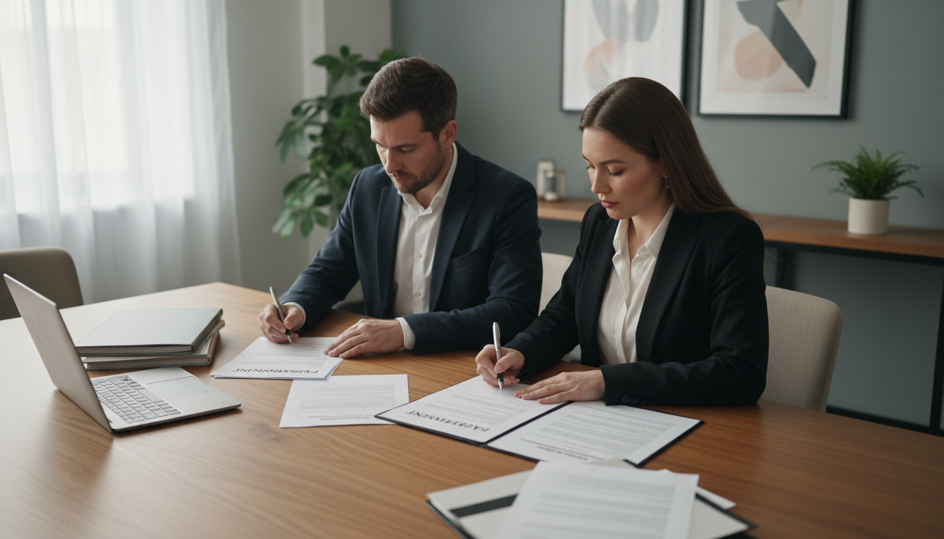 Parents signing agreement document