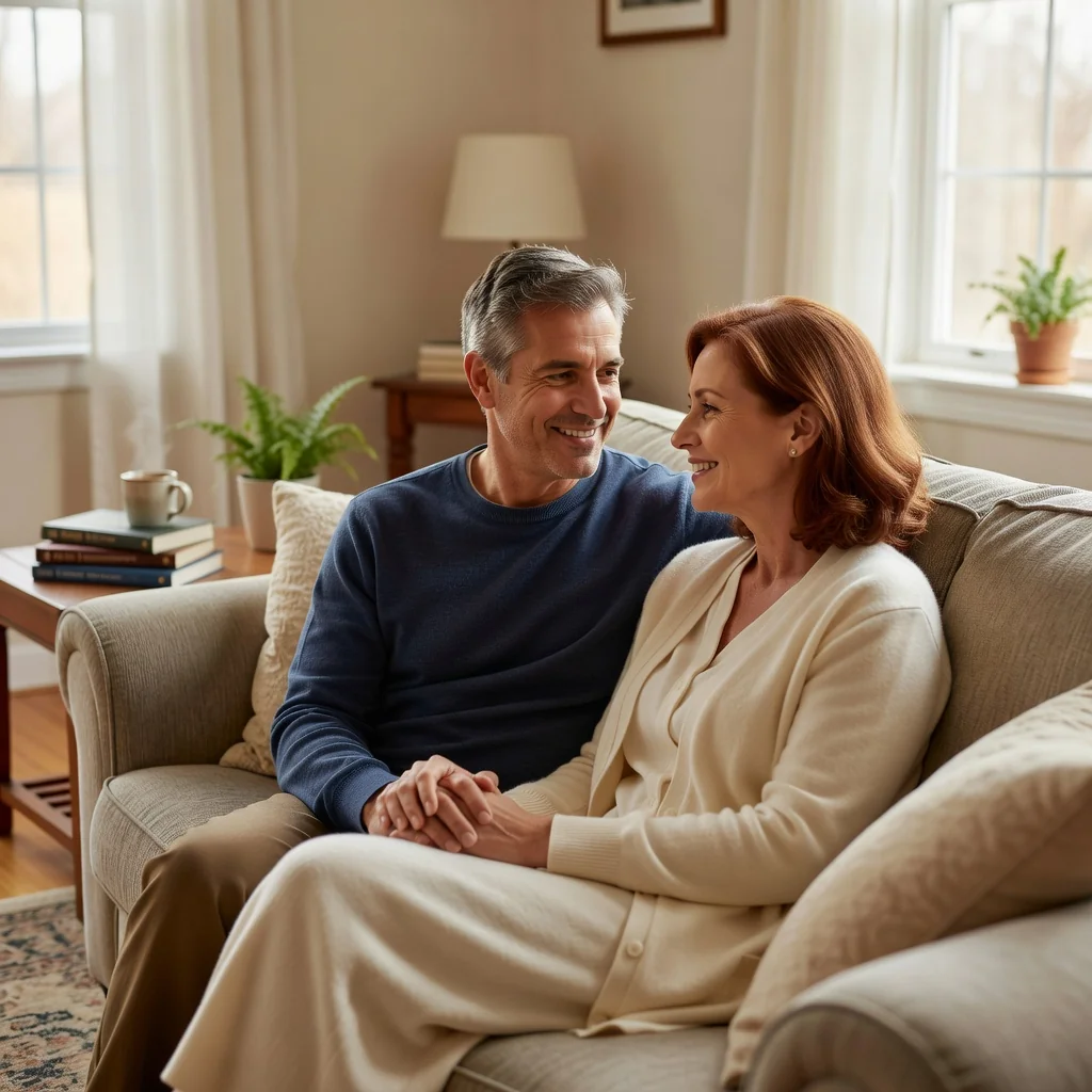 A photorealistic image depicting a caring family moment between parents and an adult child, symbolizing the supportive purpose of child support agreements in the United States, without focusing on any legal documents.