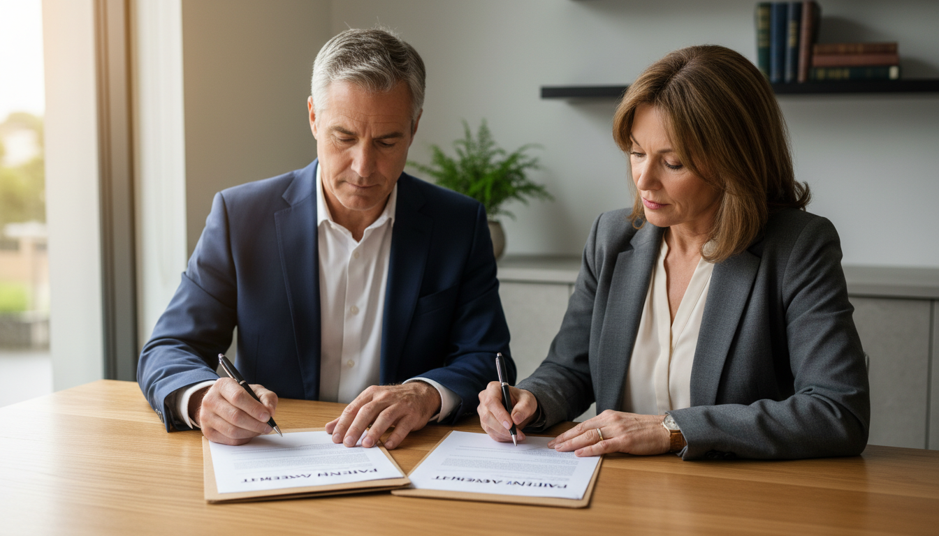Parents signing legal agreement