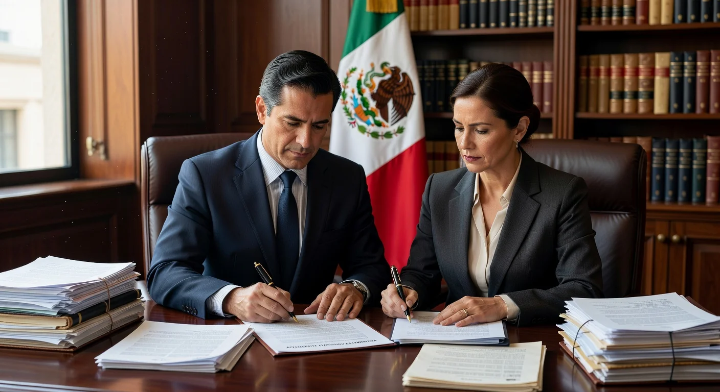 Legal document signing scene