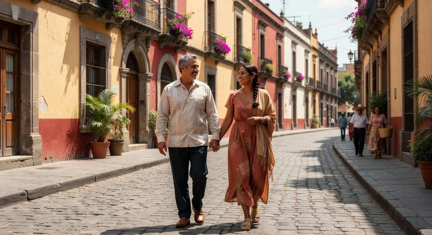 Adult couple walking hand-in-hand outdoors