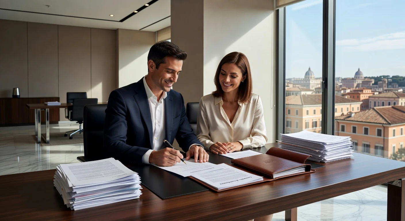 Italian couple signing cohabitation contract
