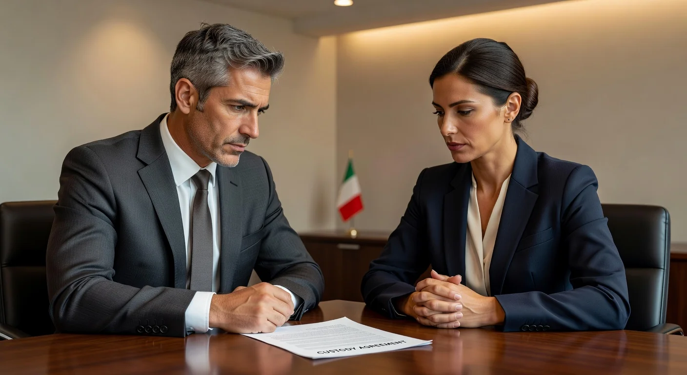 Parents discussing custody agreement