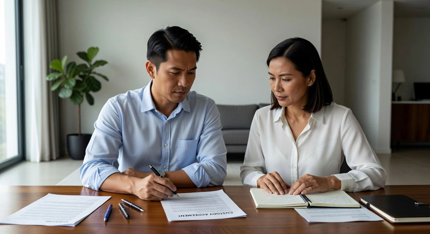 Parents discussing custody agreement
