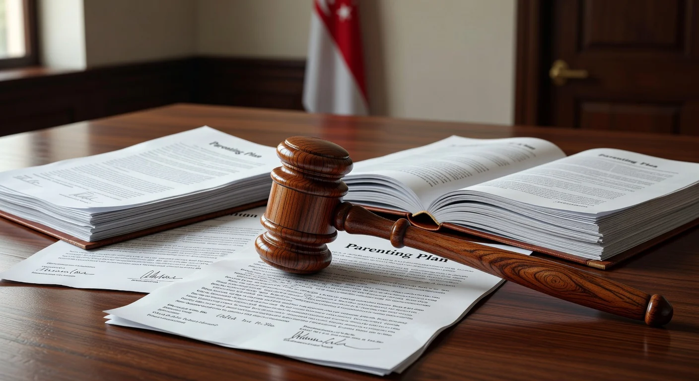 Legal gavel and parenting plan papers