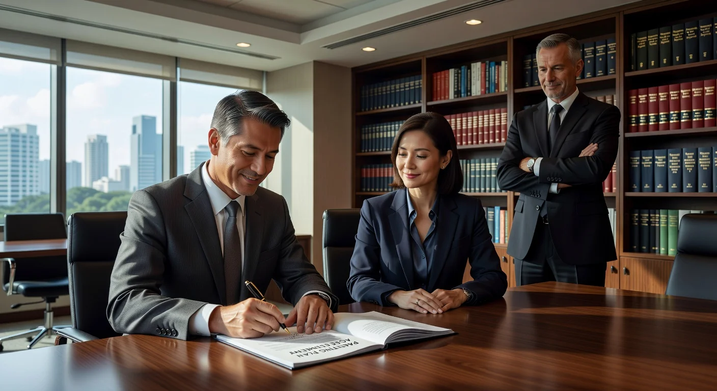Signing parenting agreement in office
