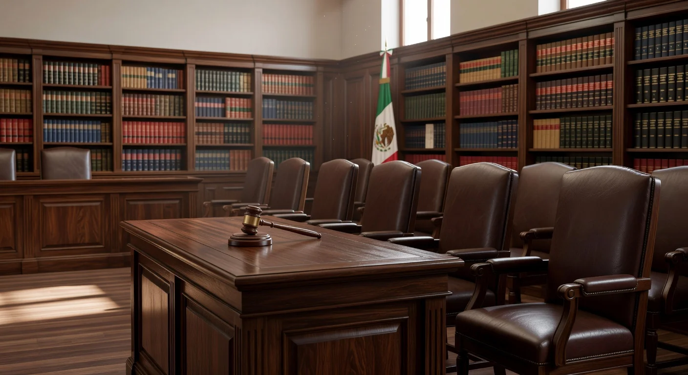 Mexican courtroom with legal gavel