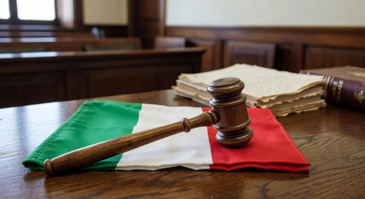 Gavel and Italian flag