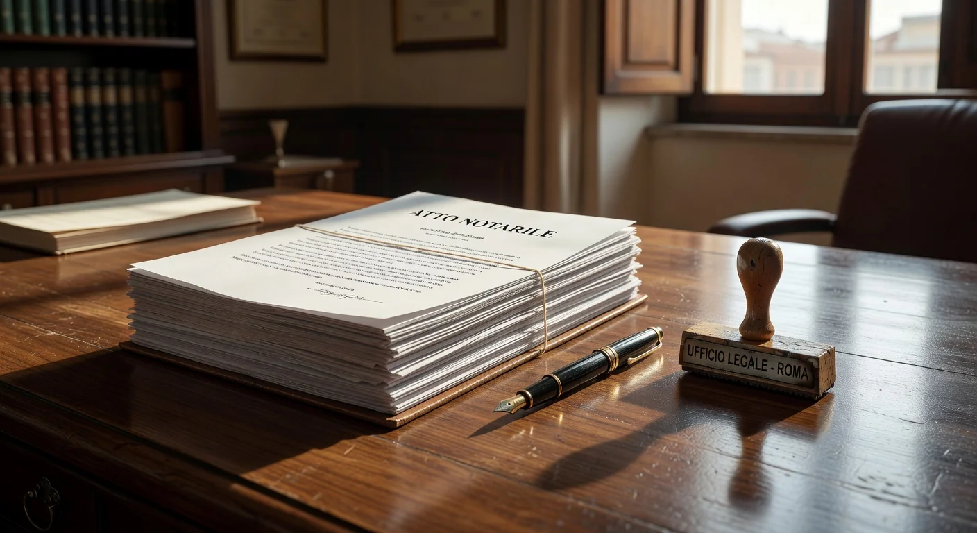 Italian legal documents on desk