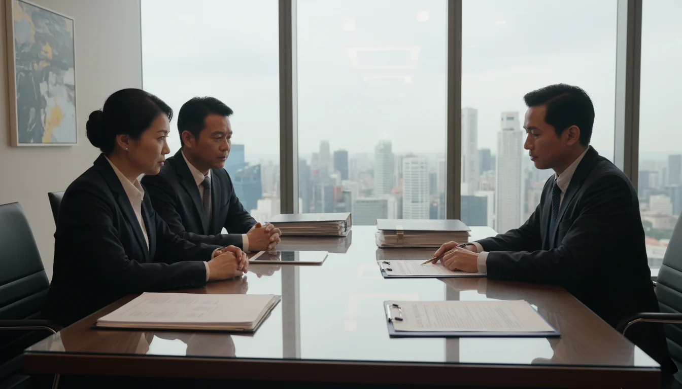 Elderly couple reviewing will documents