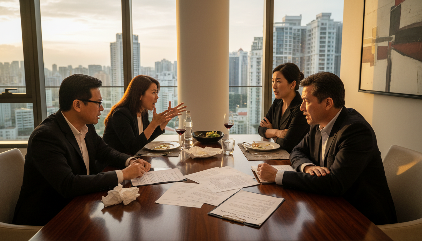 Family arguing over inheritance issues.