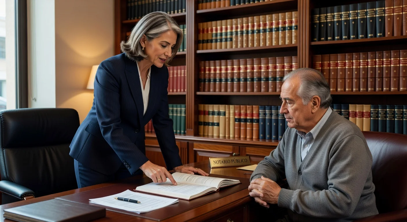 Notary public explaining testament procedures