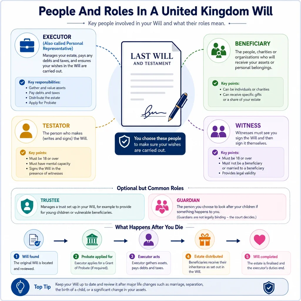 People and Roles in a UK Will