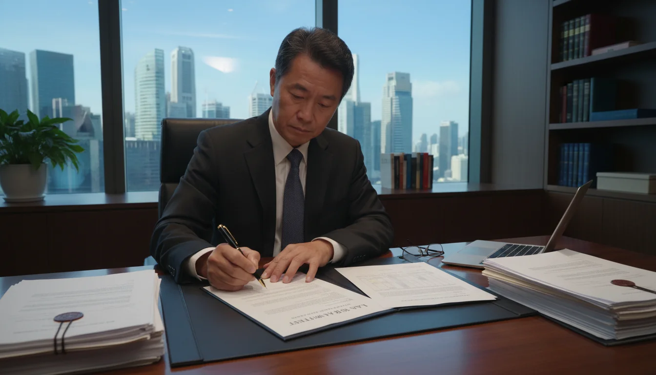 Professional signing a will document