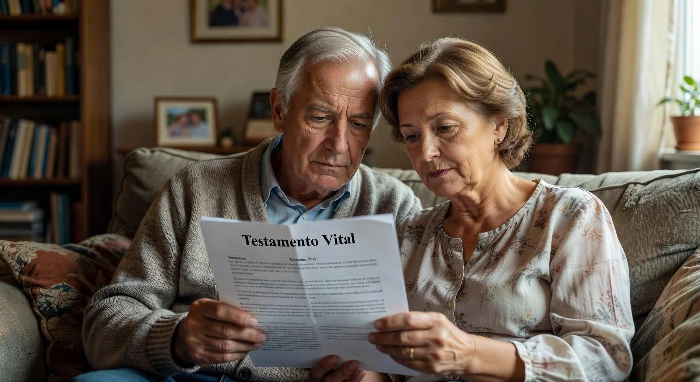 Elderly couple reviewing medical directive