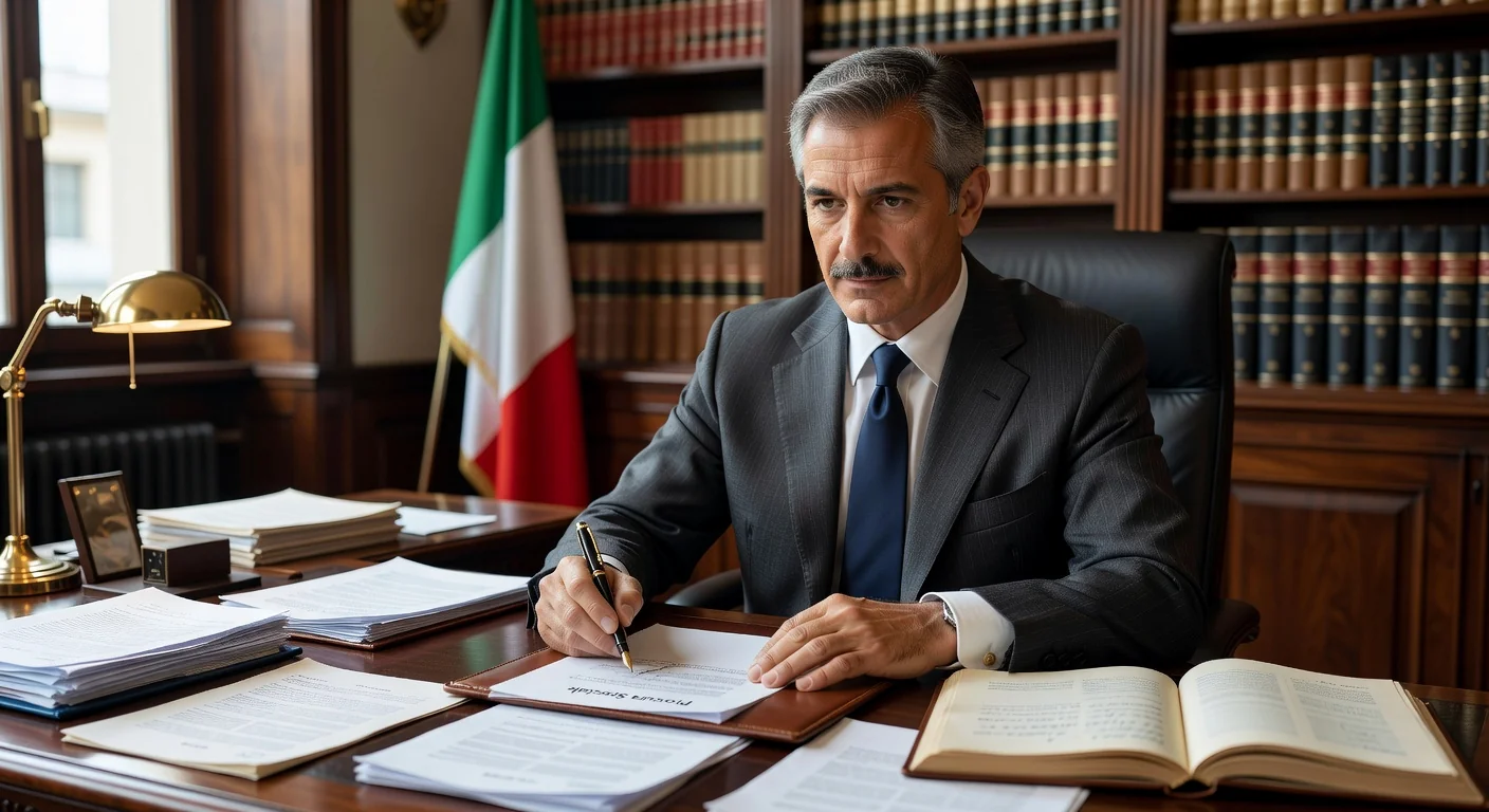 Italian notary signing special power of attorney.