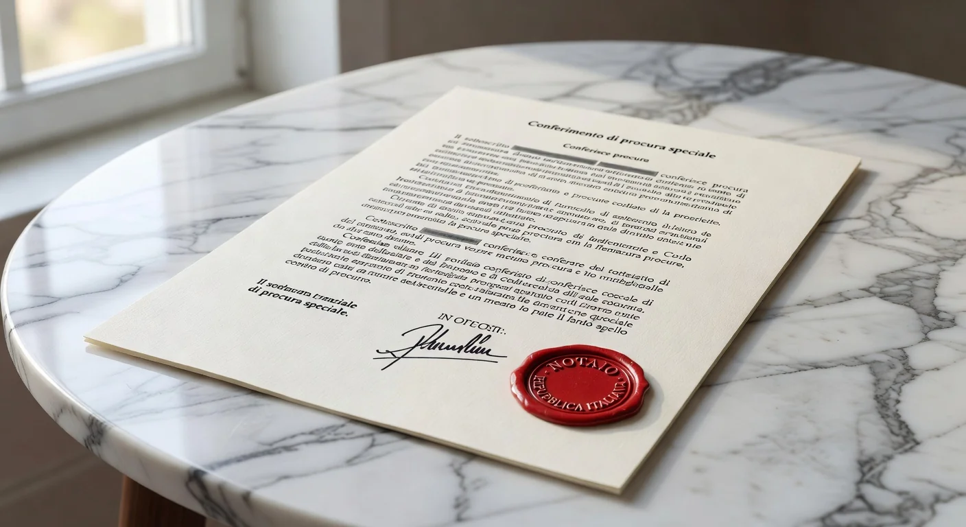 Official Italian stamp on signed procura document.