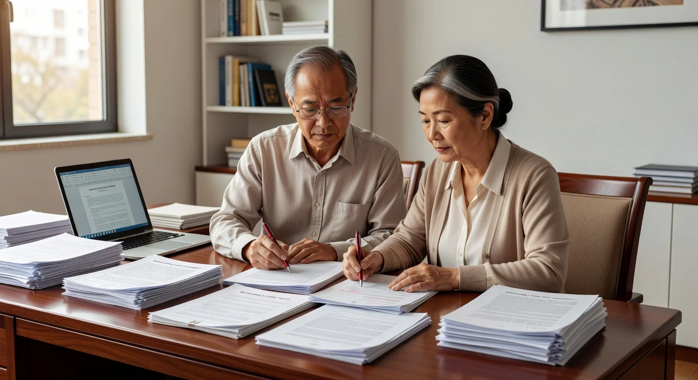 Elderly couple reviewing trust documents