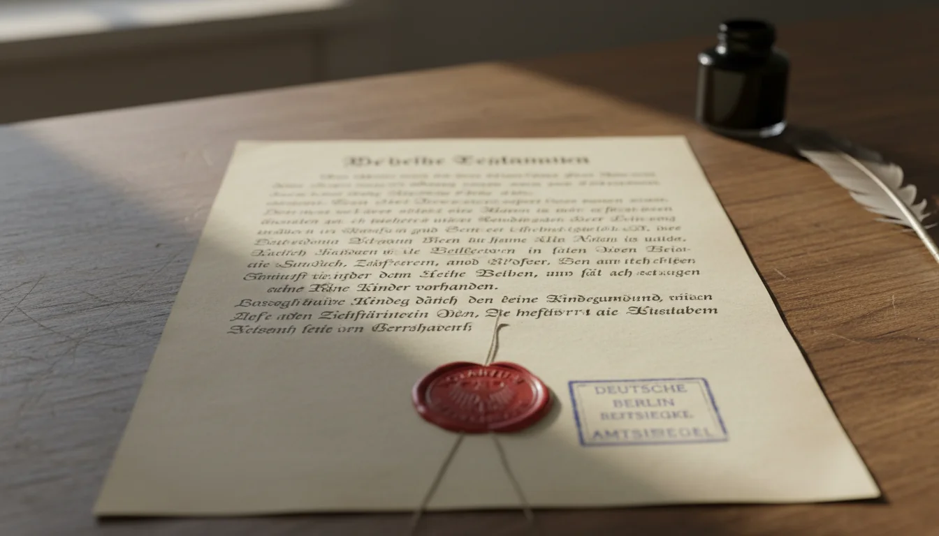 German legal will document close-up