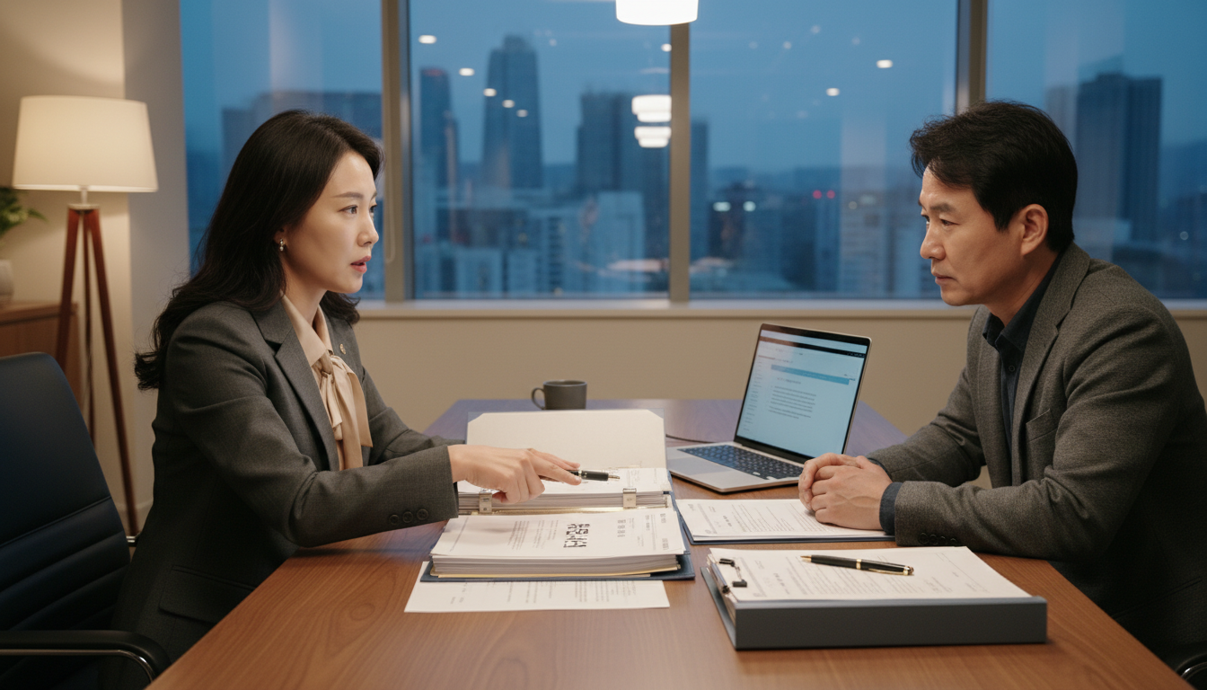 Korean lawyer consulting client