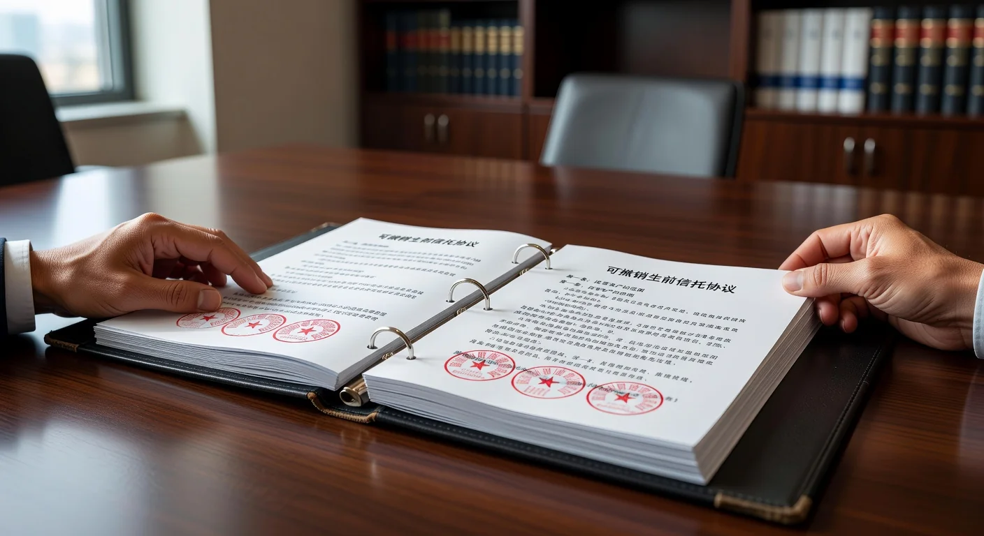 Revocable trust agreement closeup