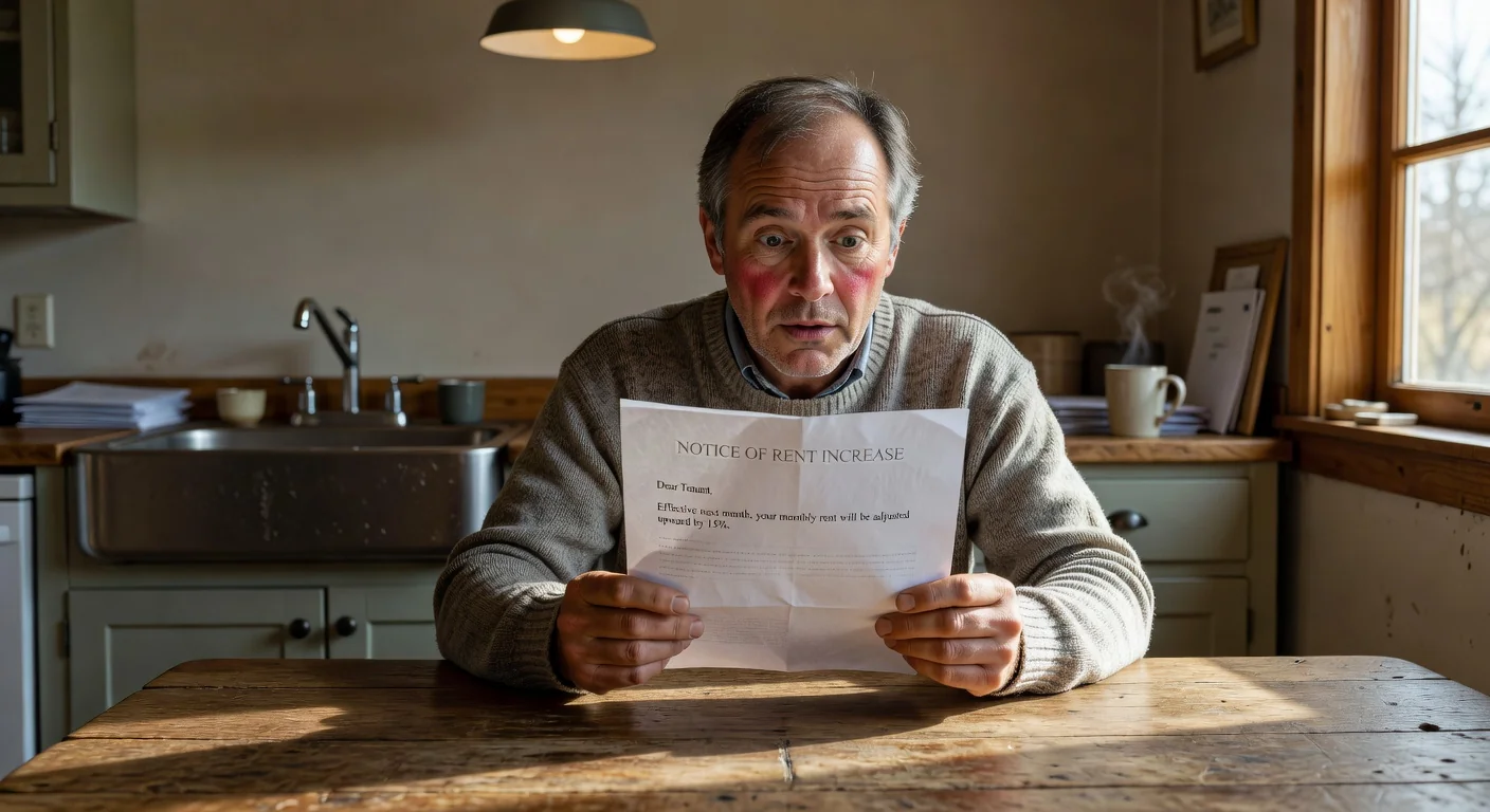 Person reading rent increase notice