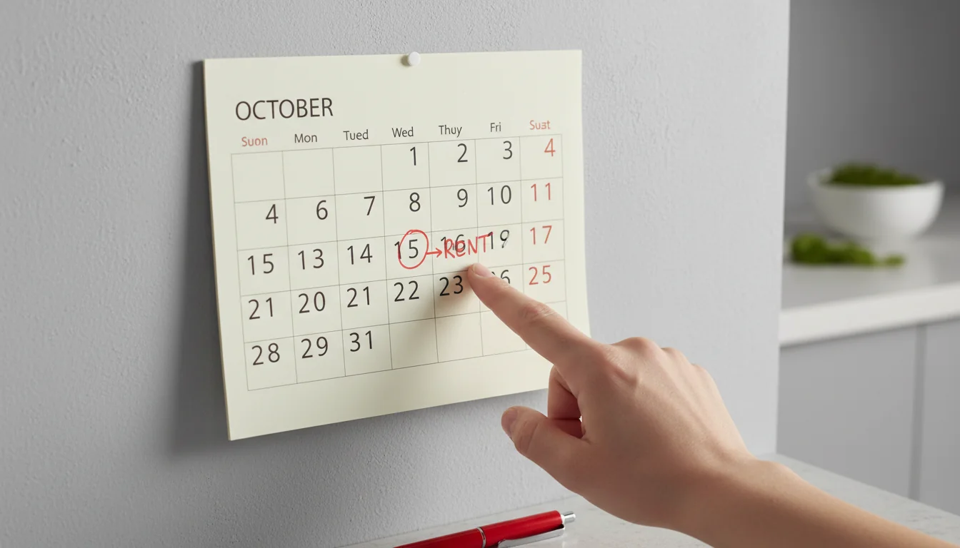 Calendar marking rent due date