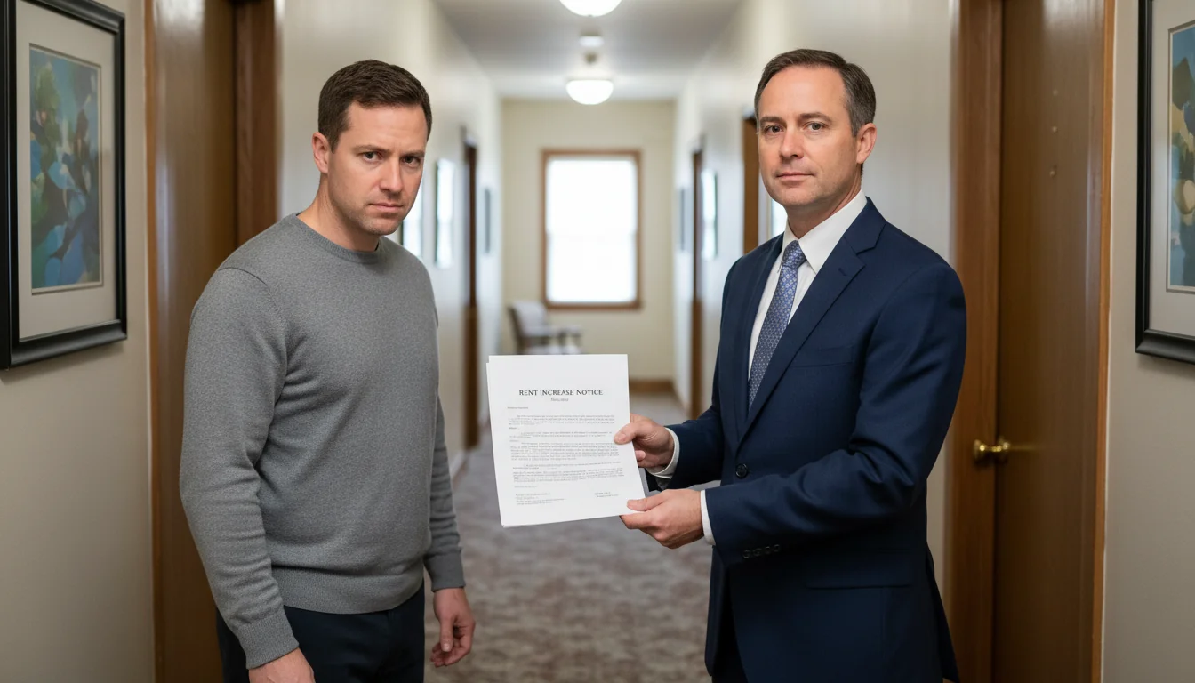 Landlord handing eviction notice to tenant