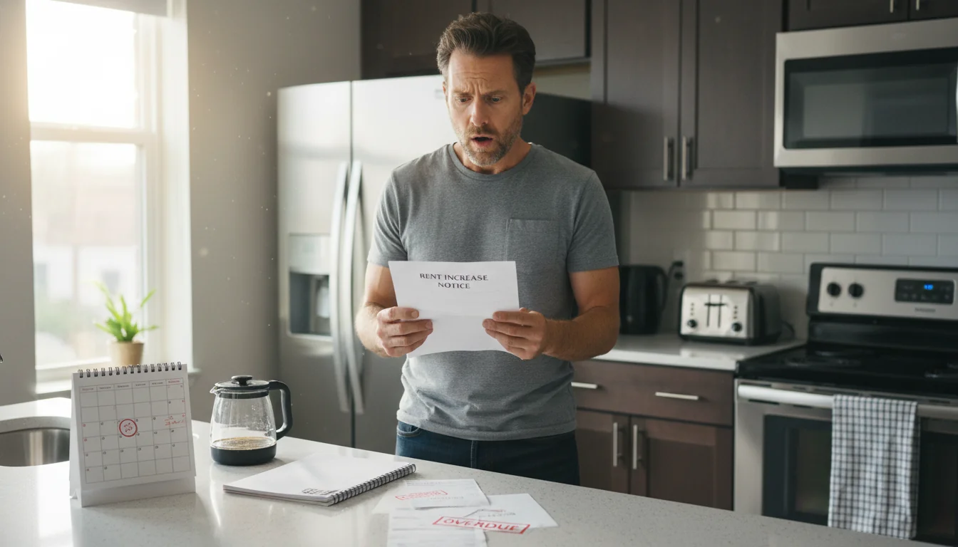 Confused tenant reading notice