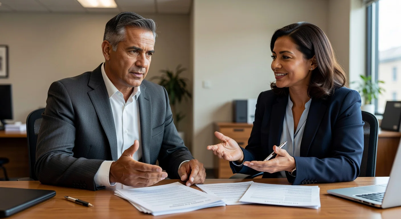 Tenant discussing rights with advisor