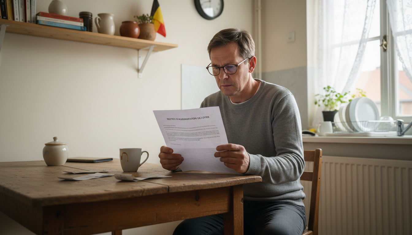 Belgian tenant reviewing rent increase notice