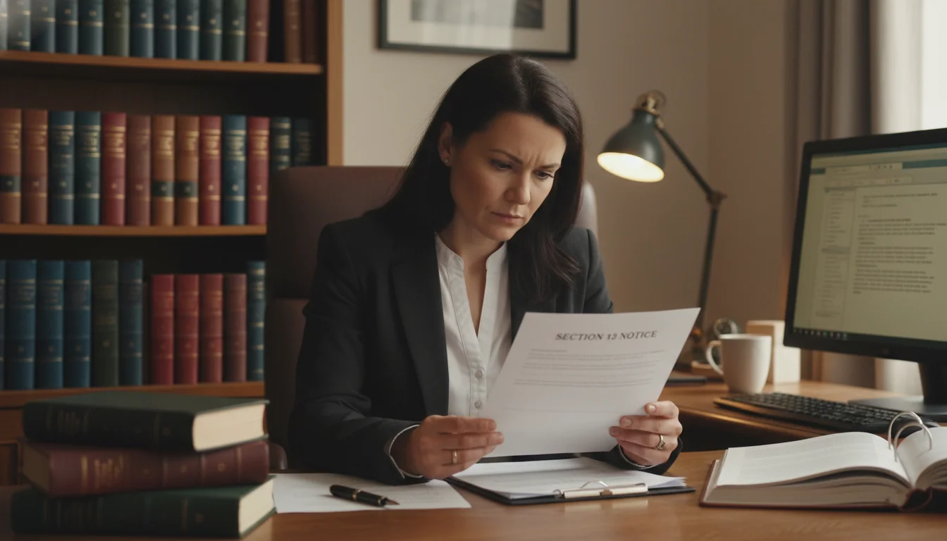 Solicitor reviewing Section 13 notice