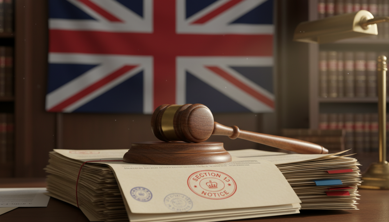 UK legal document with gavel