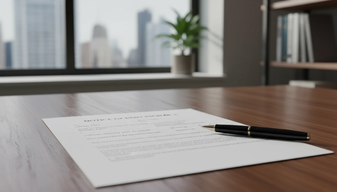 Close-up of rent increase form