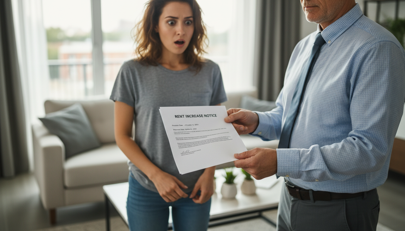 Landlord handing notice to tenant