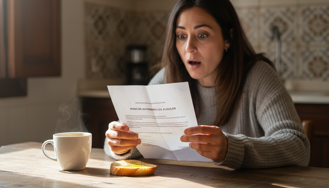 Tenant reviewing rent notice