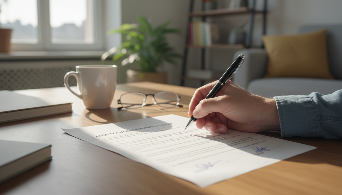 Person signing rent increase notice