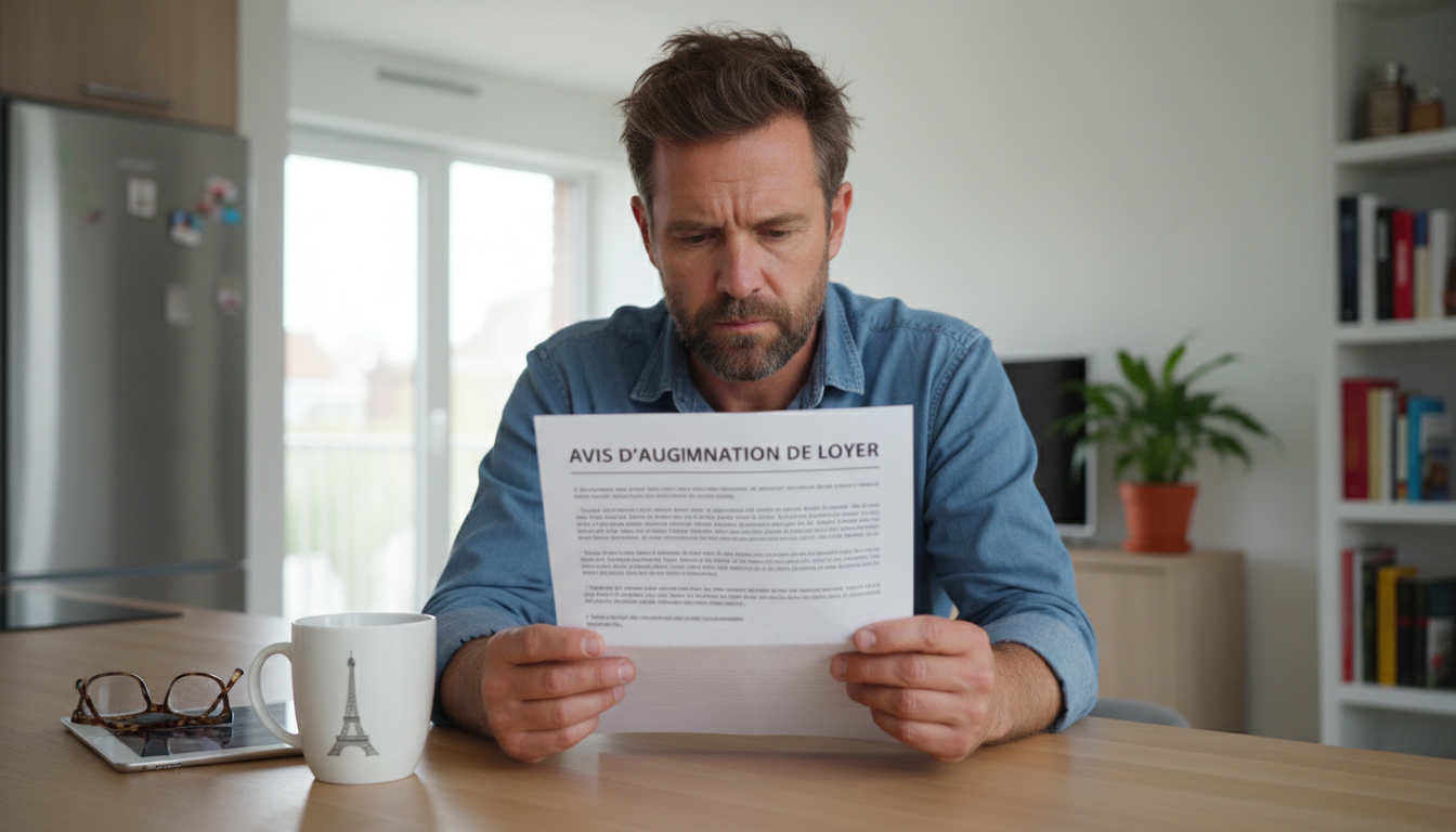 Tenant reviewing rent increase notice.