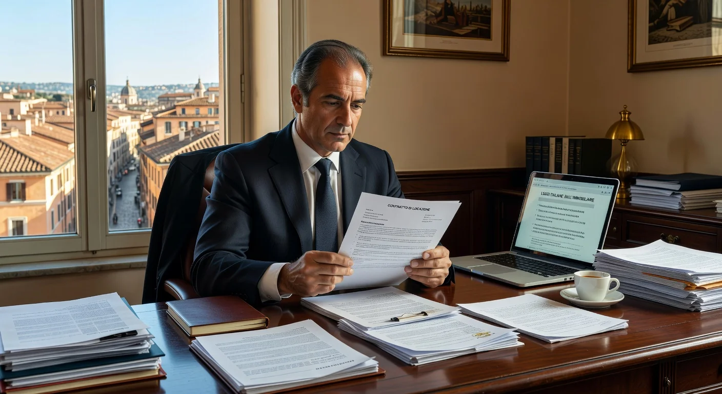 Italian lawyer reviewing rental lease contract