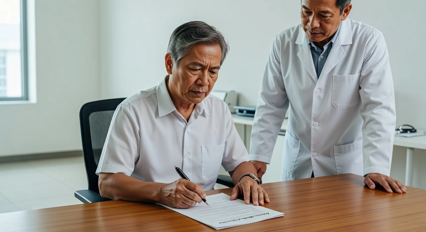 Elderly patient signing medical directive