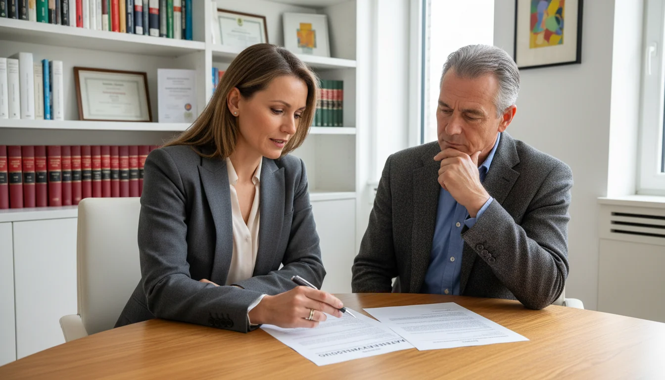 Lawyer explaining document to patient
