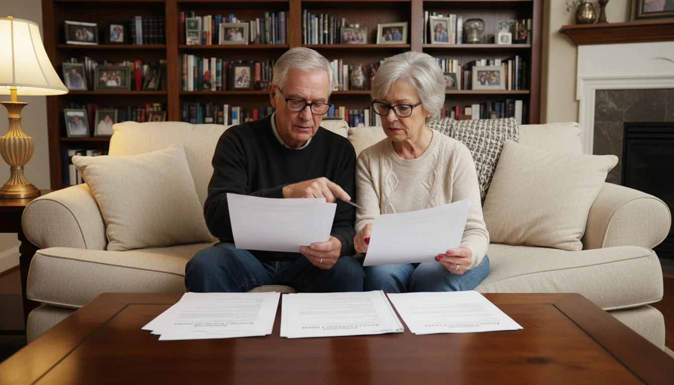Elderly couple reviewing directive documents